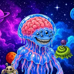 Oozlings #1579, Mutated Jellyfish Brain · Void Nebula