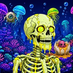 Oozlings #158, Mutated Skull · Glow Reef
