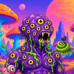 Oozlings #1580, Eyeball Cluster · Mushroom Desert