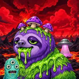 Oozlings #1581, Slime Sloth · Lava Fields