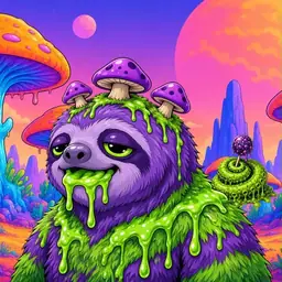 Oozlings #1592, Slime Sloth · Mushroom Desert