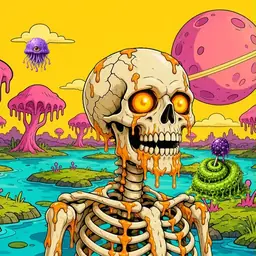 Oozlings #1596, Skull · Turquoise Swamp