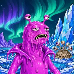 Oozlings #1598, Mutated Slug · Aurora Ice