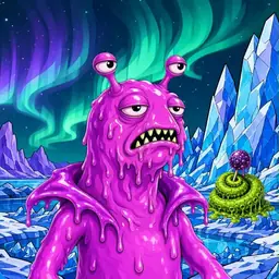 Oozlings #160, Mutated Slug · Aurora Ice