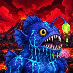 Oozlings #1603, Anglerfish · Lava Fields