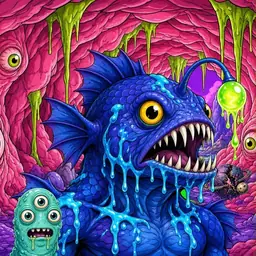 Oozlings #1610, Anglerfish · Flesh Cave