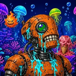 Oozlings #1617, Rusty Robot · Glow Reef