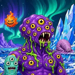 Oozlings #1622, Eyeball Cluster · Aurora Ice