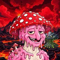 Oozlings #1624, Mushroom Head · Lava Fields