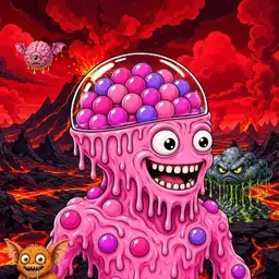 Oozlings #163, Gumball Brain · Lava Fields
