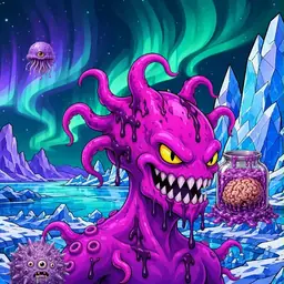 Oozlings #1634, Squid · Aurora Ice