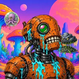Oozlings #1636, Rusty Robot · Mushroom Desert