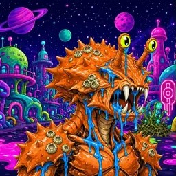 Oozlings #1641, Mutated Crab · Neon City