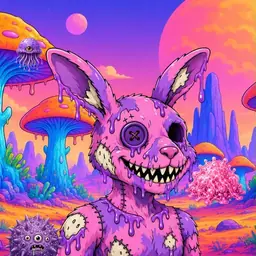 Oozlings #1644, Zombie Bunny · Mushroom Desert