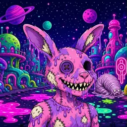Oozlings #1647, Zombie Bunny · Neon City