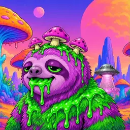 Oozlings #1654, Mutated Slime Sloth · Mushroom Desert