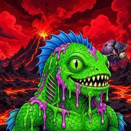 Oozlings #1655, Mutated Swamp Fish · Lava Fields