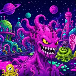 Oozlings #1662, Squid · Neon City