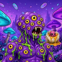 Oozlings #1664, Eyeball Cluster · Fungus Forest