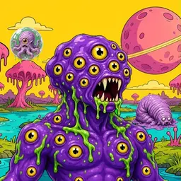 Oozlings #1670, Eyeball Cluster · Turquoise Swamp