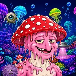 Oozlings #1671, Mushroom Head · Glow Reef