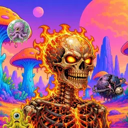 Oozlings #1678, Fire Skull · Mushroom Desert