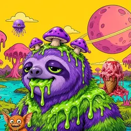Oozlings #1683, Slime Sloth · Turquoise Swamp