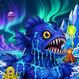 Oozlings #1688, Anglerfish · Aurora Ice