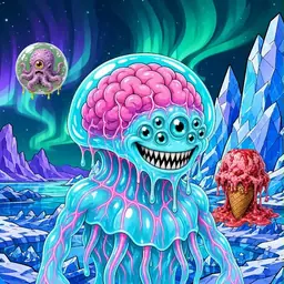 Oozlings #1689, Jellyfish Brain · Aurora Ice