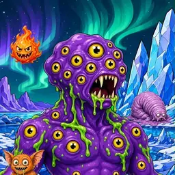 Oozlings #169, Eyeball Cluster · Aurora Ice