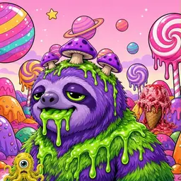 Oozlings #1698, Slime Sloth · Candy Planet