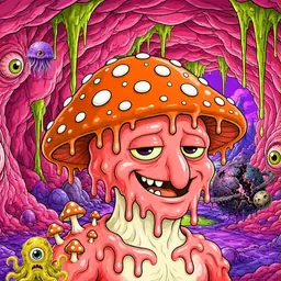 Oozlings #17, Mutated Mushroom Head · Flesh Cave
