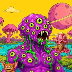 Oozlings #1701, Mutated Eyeball Cluster · Turquoise Swamp