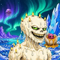 Oozlings #1704, Candle Wax · Aurora Ice