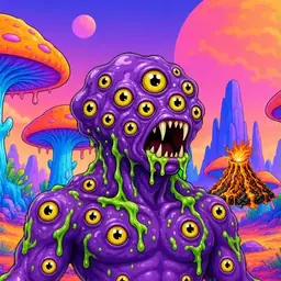 Oozlings #1707, Eyeball Cluster · Mushroom Desert