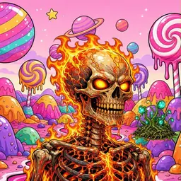 Oozlings #1714, Fire Skull · Candy Planet