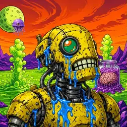 Oozlings #1718, Mutated Rusty Robot · Acid Lake