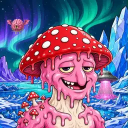 Oozlings #1719, Mushroom Head · Aurora Ice