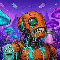 Oozlings #172, Rusty Robot · Fungus Forest