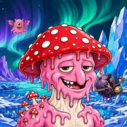 Oozlings #1726, Mushroom Head · Aurora Ice