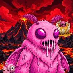Oozlings #1727, Mutant Moth · Lava Fields