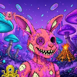 Oozlings #1729, Mutated Zombie Bunny · Fungus Forest