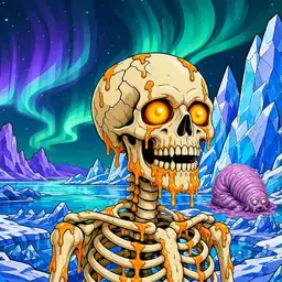 Oozlings #174, Skull · Aurora Ice