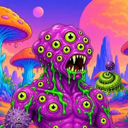 Oozlings #1741, Mutated Eyeball Cluster · Mushroom Desert