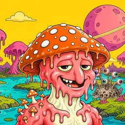 Oozlings #1750, Mutated Mushroom Head · Turquoise Swamp
