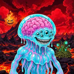Oozlings #1758, Jellyfish Brain · Lava Fields