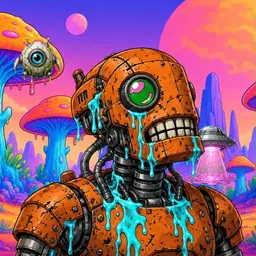 Oozlings #1760, Rusty Robot · Mushroom Desert