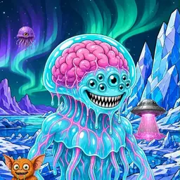 Oozlings #1764, Jellyfish Brain · Aurora Ice