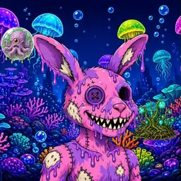 Oozlings #1772, Zombie Bunny · Glow Reef