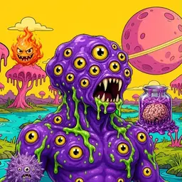 Oozlings #1778, Eyeball Cluster · Turquoise Swamp